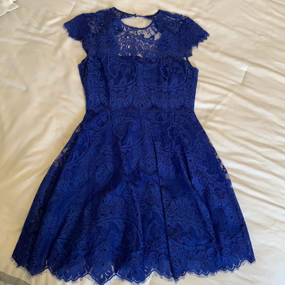 Blue lace cocktail dress